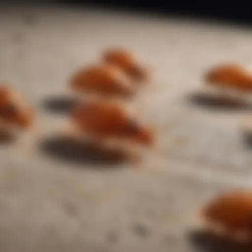 Close-up view of bed bug eggs on a surface