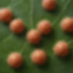 Illustration of spider mite eggs on a leaf