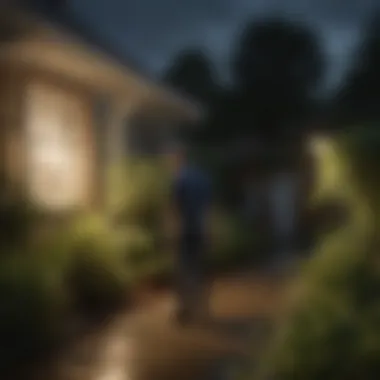 A homeowner inspecting their garden for pest activity after a thunderstorm