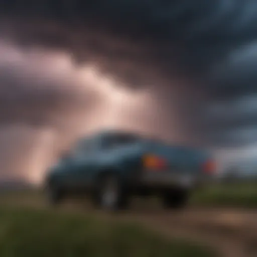 A stormy sky with lightning, symbolizing the connection between weather and pest behavior