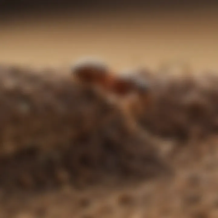 Close-up of termite activity in the soil