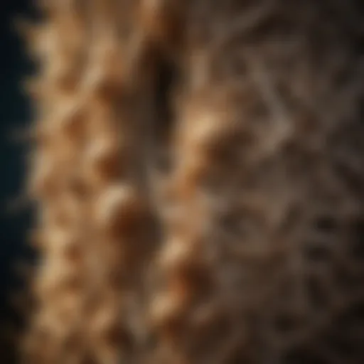 Close-up of a termite nest showcasing intricate structures