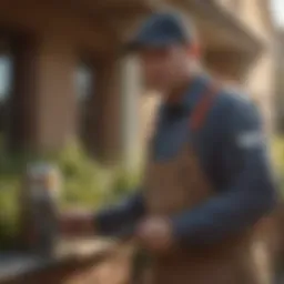 Pest control technician assessing a residential property