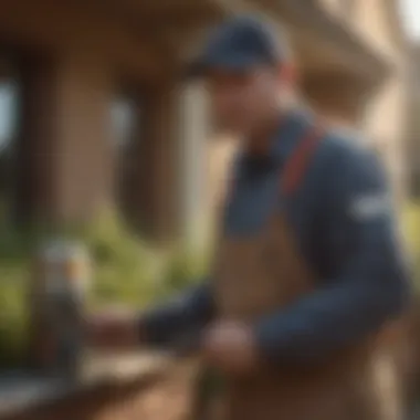Pest control technician assessing a residential property