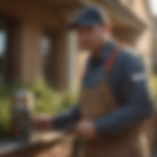 Pest control technician assessing a residential property