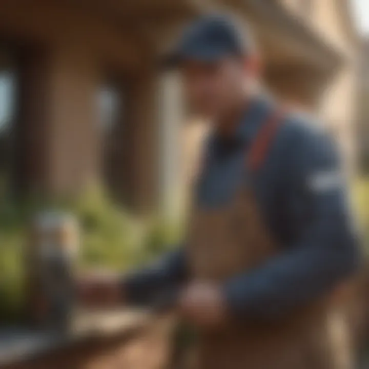 Pest control technician assessing a residential property