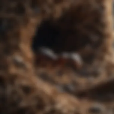 Ant larvae in the nest, surrounded by worker ants