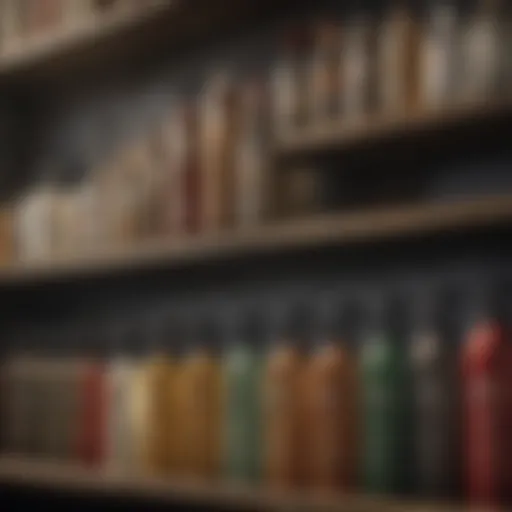 A selection of anti-pigeon spray bottles displayed on a shelf.