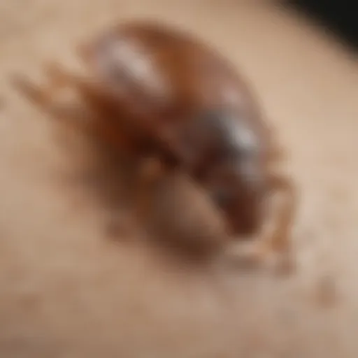 Close-up view of bed bug bite marks on dark skin