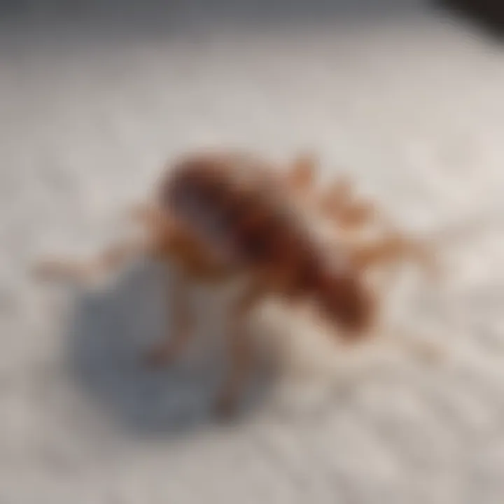 Close-up view of bed bug castings on a mattress