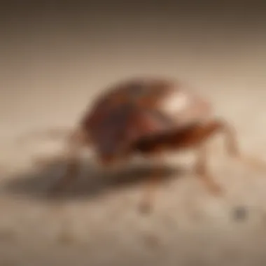 Close-up of bed bug in a hiding spot