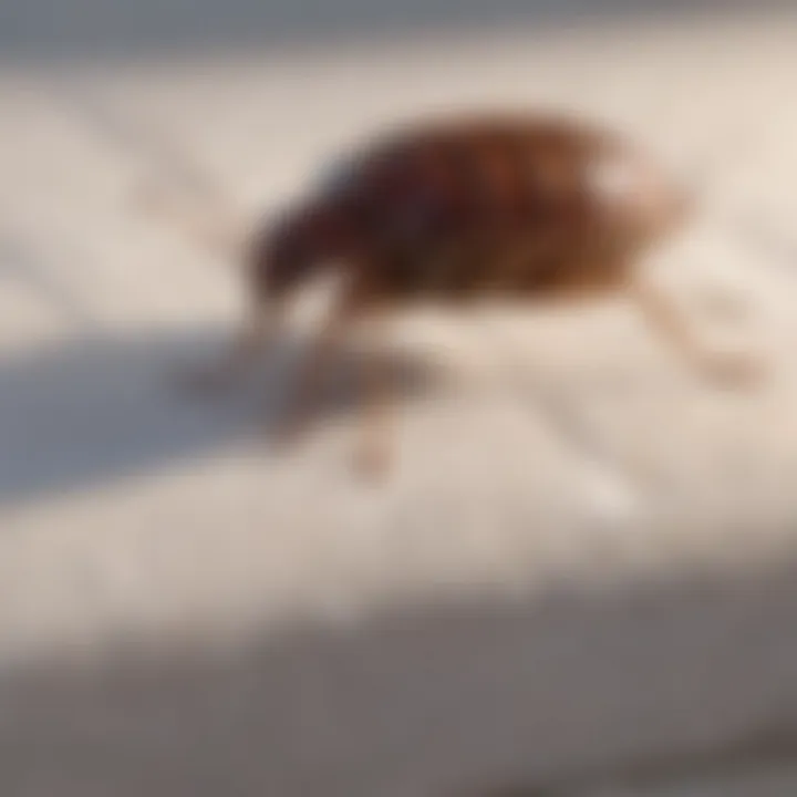 Bed bug resting on a mattress seam