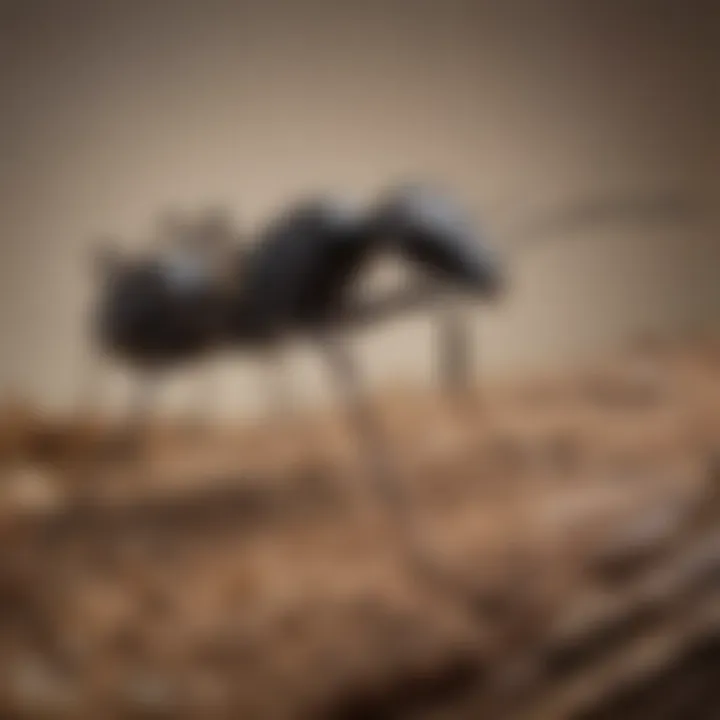 Close-up view of a carpenter ant in a home environment