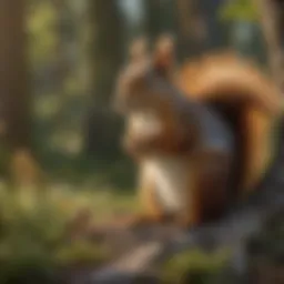 A close-up view of a squirrel in a natural setting, showcasing its habitat.