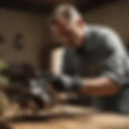Professional exterminator examining a pest control situation