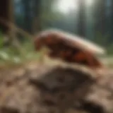 Detailed illustration of a German cockroach in its natural habitat
