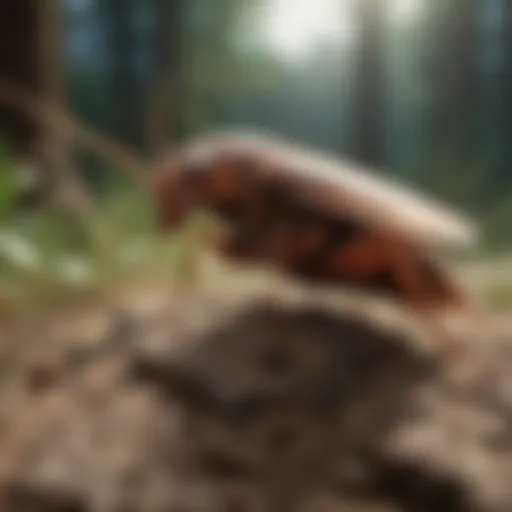 Detailed illustration of a German cockroach in its natural habitat