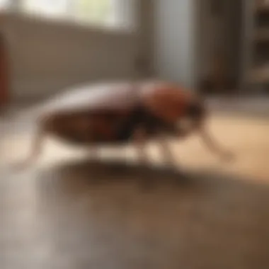 Giant cockroach in a residential setting, illustrating its common habitats.