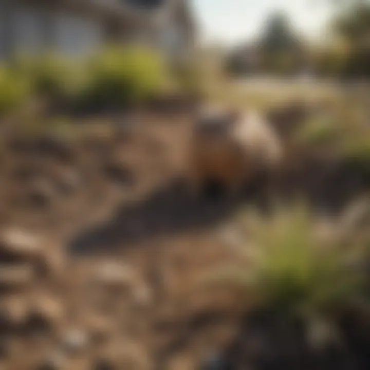 Damaged landscaping due to gopher activity