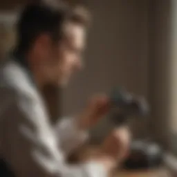 Close-up of a pest control technician examining a home for infestations