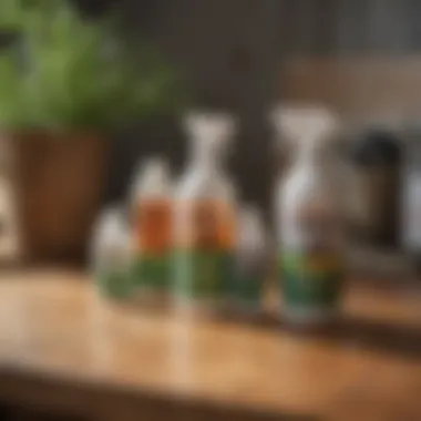 A close-up of eco-friendly pest control products on a wooden table.