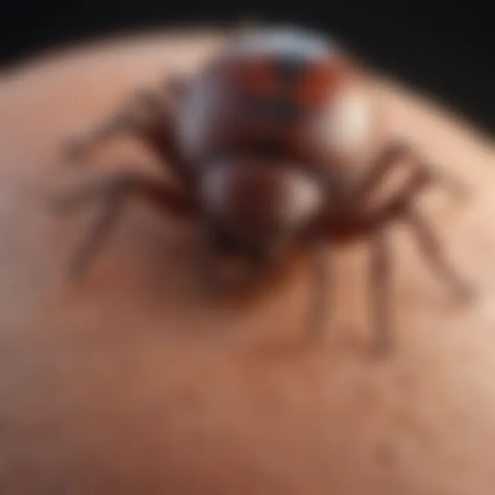 Detailed illustration of a tick bite with surrounding skin reaction