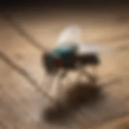 Close-up of an attic fly on wood