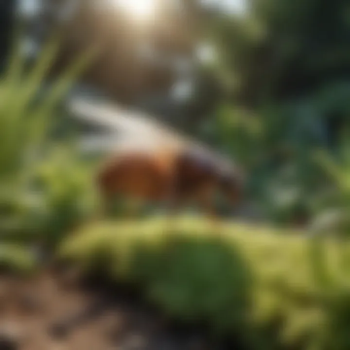 Healthy backyard with natural flea prevention plants