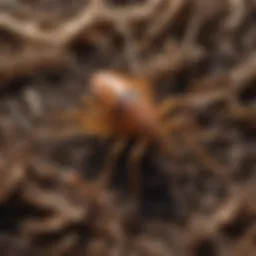 Close-up view of a mulch bug on organic mulch