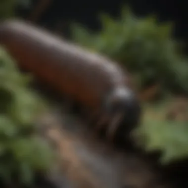 Close-up of a millipede on a leaf