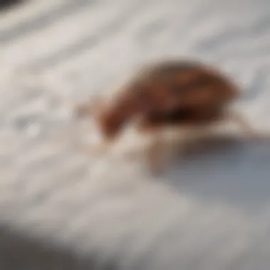 Close-up of a bed bug on a mattress seam