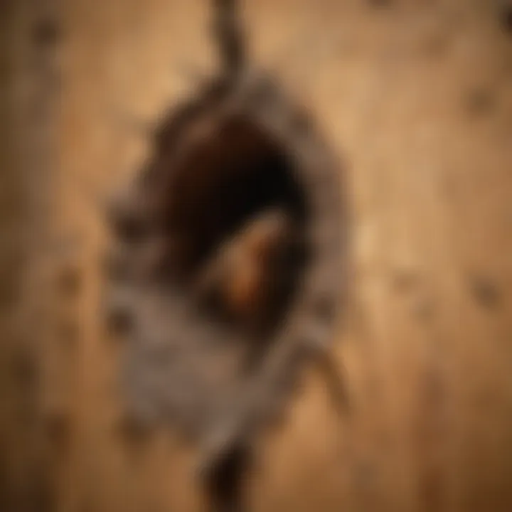 Detailed view of Neuse termite damage in wood