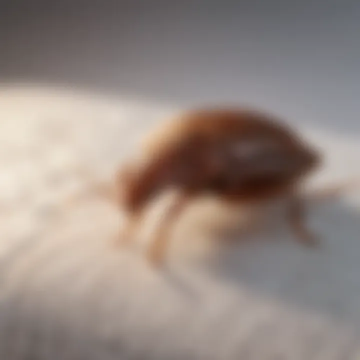 Close-up of a bed bug on a mattress seam