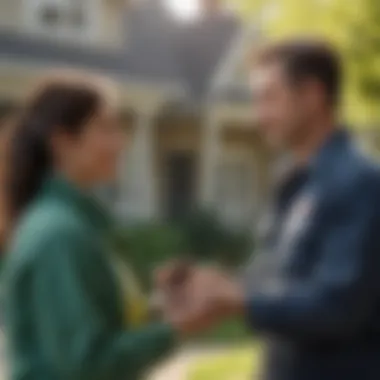 A pest control professional discussing treatment options with a homeowner.
