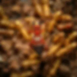 Illustration showing the anatomy of a termite and its habitat