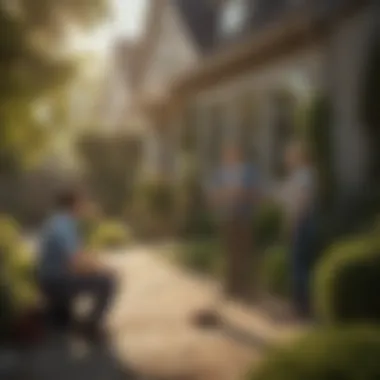 A homeowner discussing pest management strategies with an exterminator
