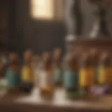 A variety of essential oils known for repelling rodents displayed in small bottles.