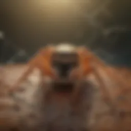 Close-up view of a spider on a web