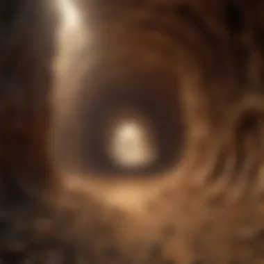 Detailed view of subterranean termite tunnel structure