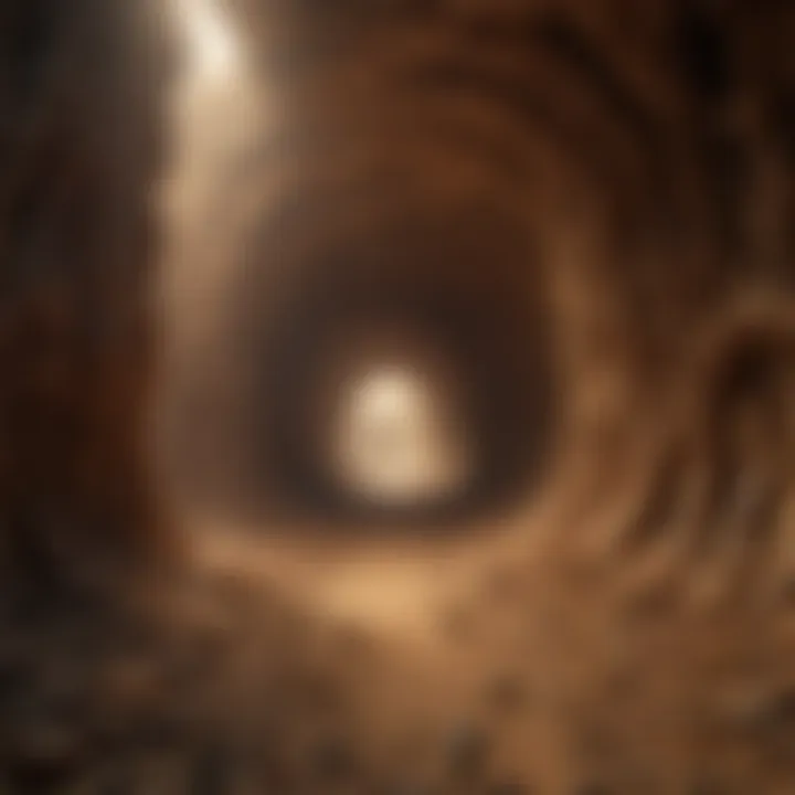 Detailed view of subterranean termite tunnel structure