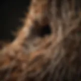 Close-up of a termite nest in wood