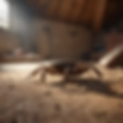 Scorpion lurking in an attic corner