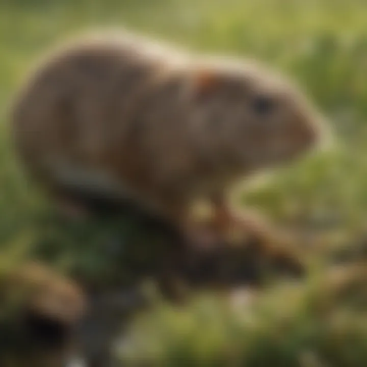 An illustration depicting the diet of voles in grass ecosystems