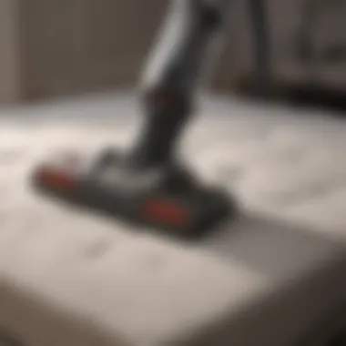 Demonstration of vacuum cleaner use on a mattress