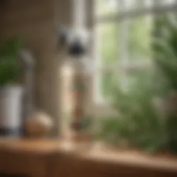 Vet's Best Flea and Tick Home Spray bottle with lush greenery in the background