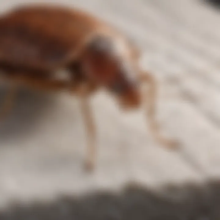 Close-up view of a bed bug on a mattress seam