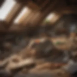 Roof rat nesting site in an attic